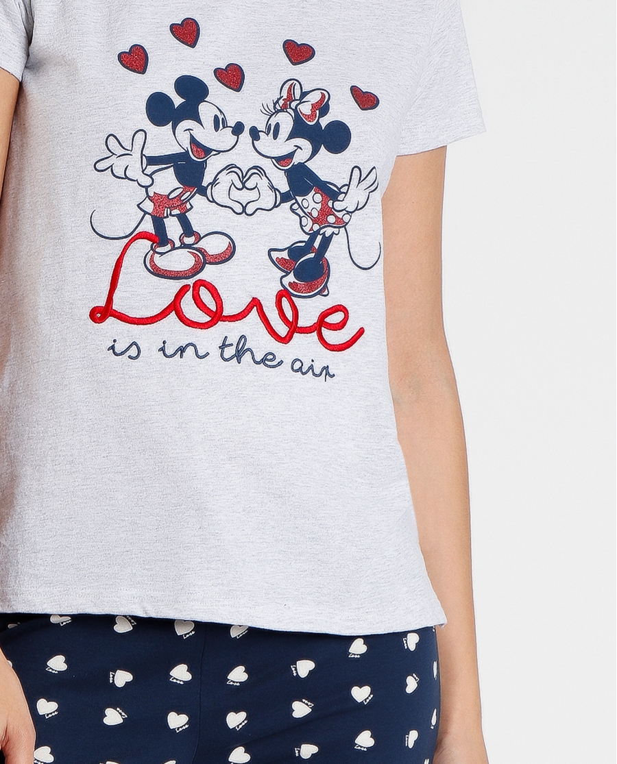 DISNEY Pijama Manga Corta Love is in the Air para Mujer AZUL