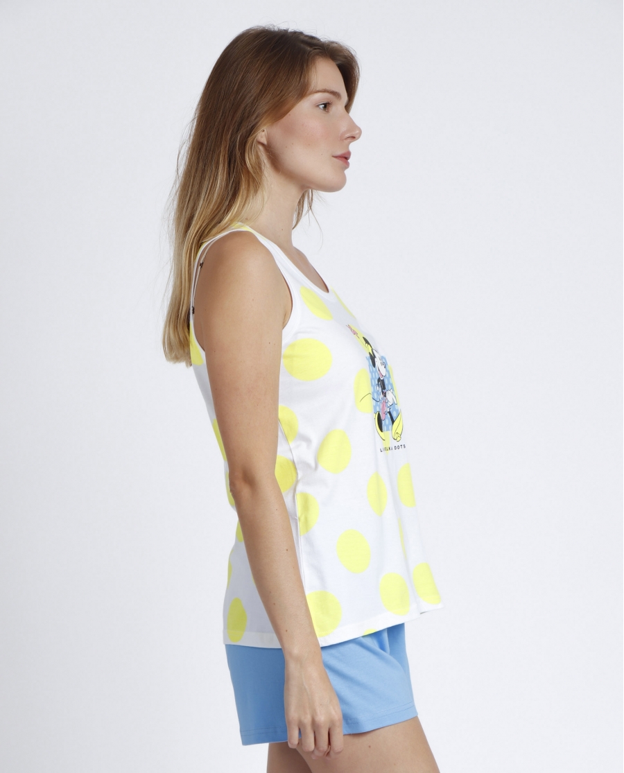 DISNEY Pijama Sin Mangas Polka Dots para Mujer AMARILLO