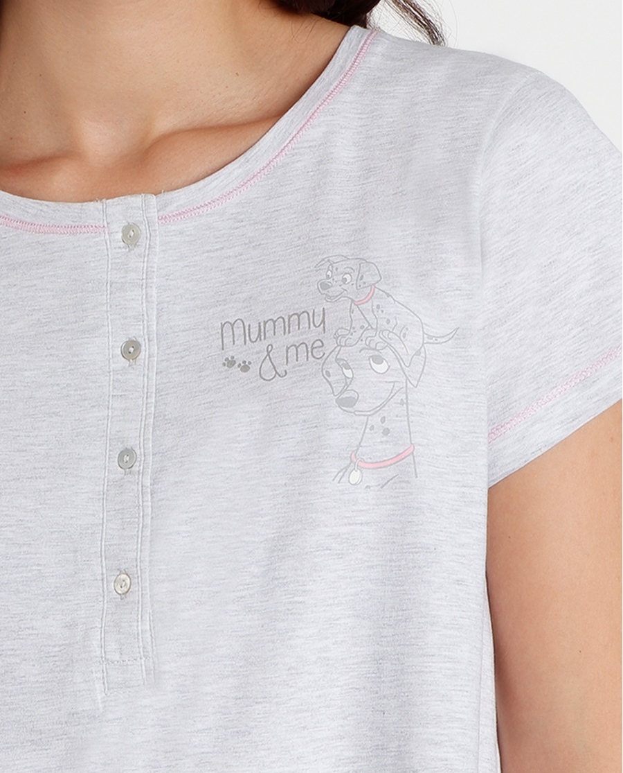 DISNEY Pijama Palazzo Manga Corta Maternity Dalmatas para Mujer GRIS JASPE