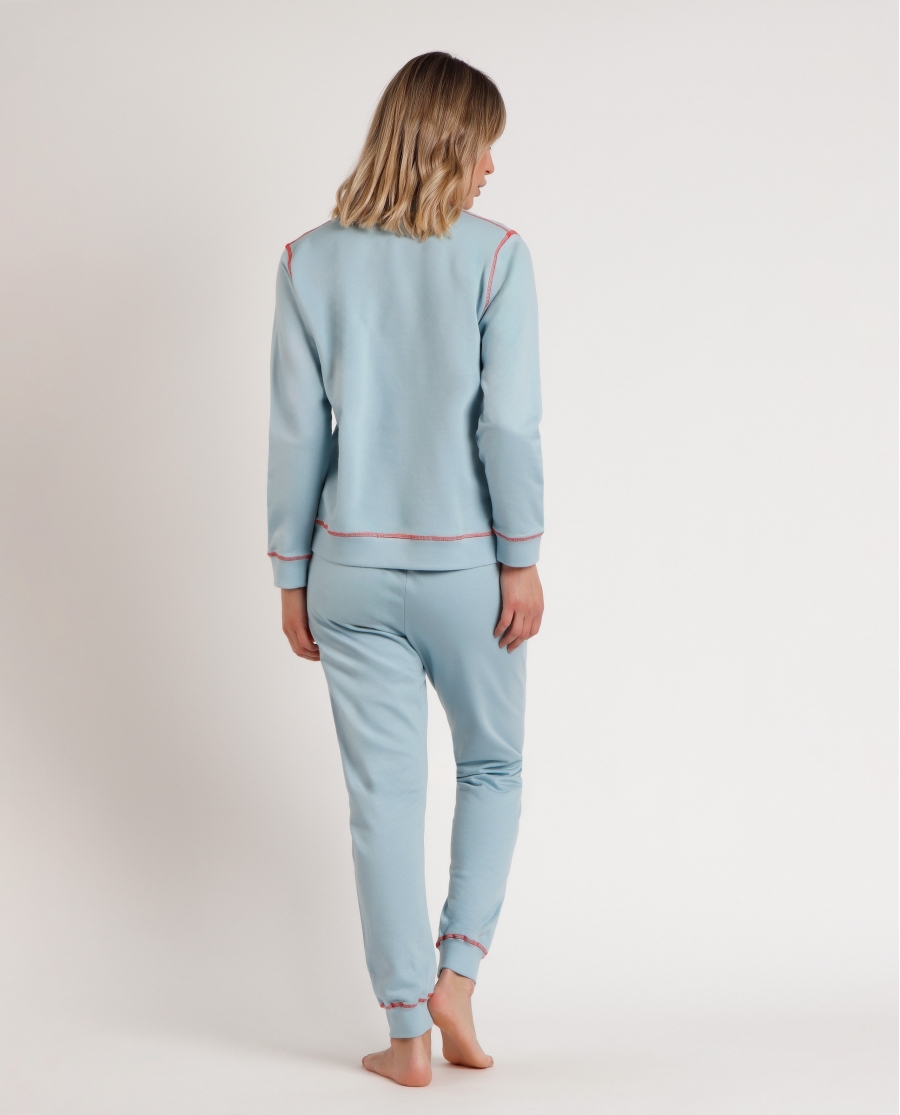 DISNEY Pijama Manga Larga Felpa Winter Club para Mujer AQUA