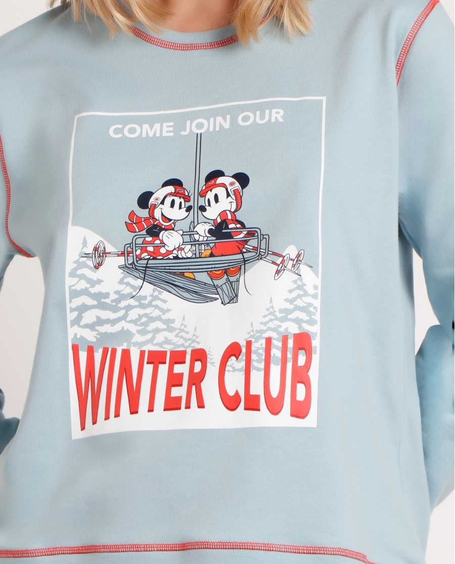 DISNEY Pijama Manga Larga Felpa Winter Club para Mujer AQUA
