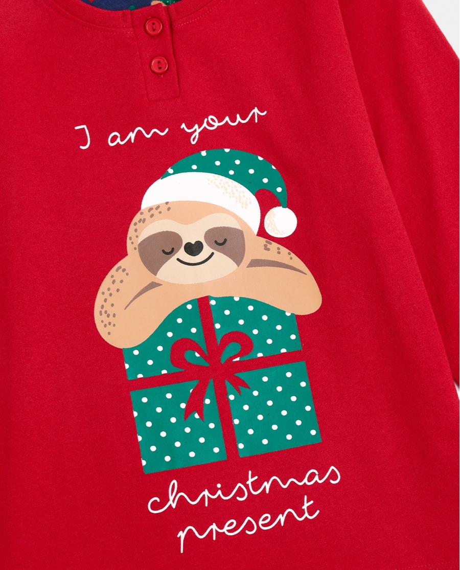 ADMAS Pijama Manga Larga Have a Lazy Christmas para Niña ROJO