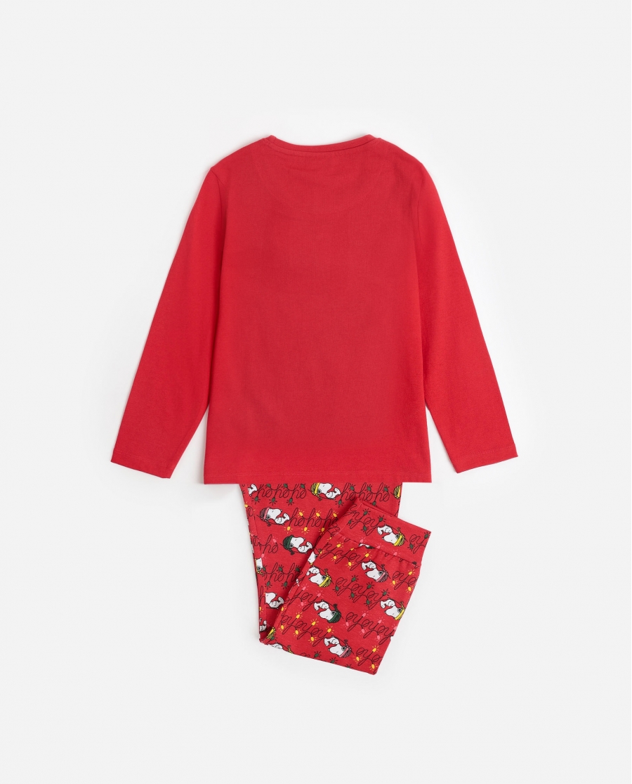 PEANUTS Pijama Manga Larga Ho Ho Ho para Niña ROJO
