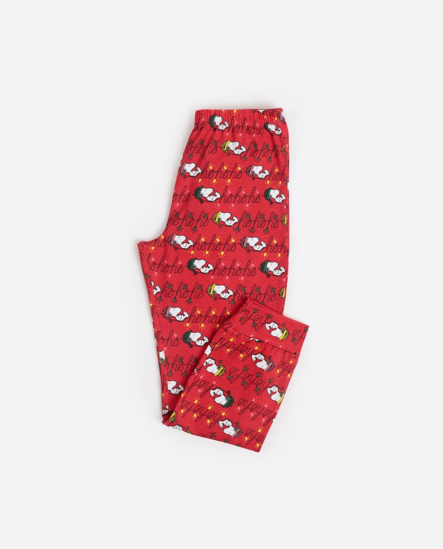 PEANUTS Pijama Manga Larga Ho Ho Ho para Niña ROJO