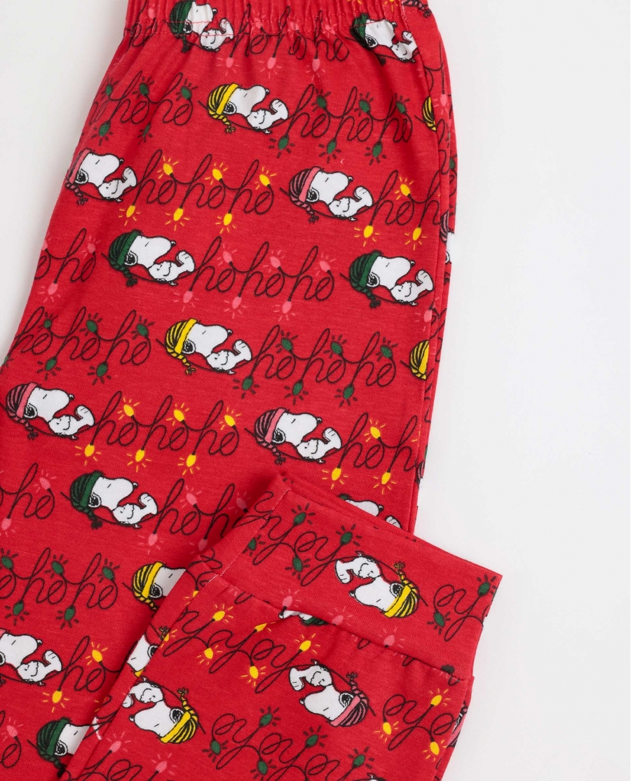 PEANUTS Pijama Manga Larga Ho Ho Ho para Niña ROJO
