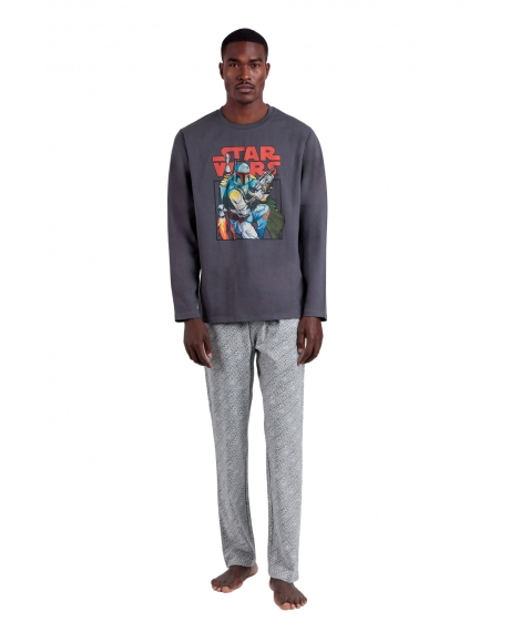 STAR WARS Pijama Manga Larga Boba Fett para Hombre GRIS