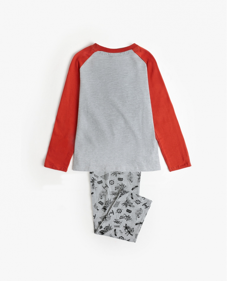 STAR WARS Pijama Manga Larga Gray Comic para Niño GRIS JASPE