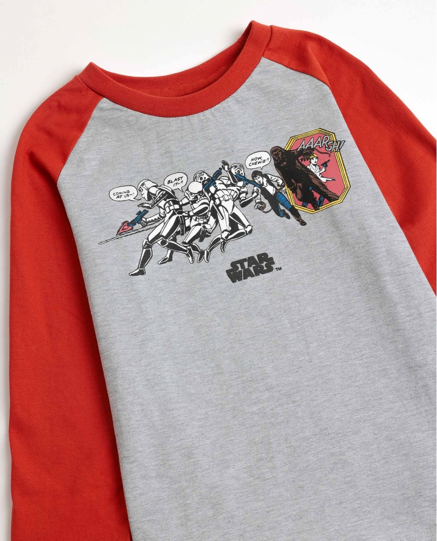 STAR WARS Pijama Manga Larga Gray Comic para Niño GRIS JASPE