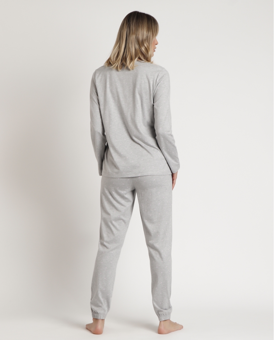 ADMAS CLASSIC Pijama Manga Larga Pink Hearts para Mujer GRIS JASPE
