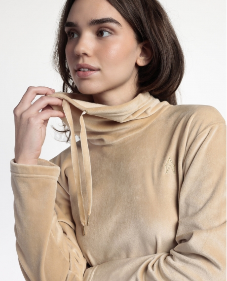 ADMAS LUXURY Pijama Manga Larga Velvet Tracksuit para Mujer CAMEL 2