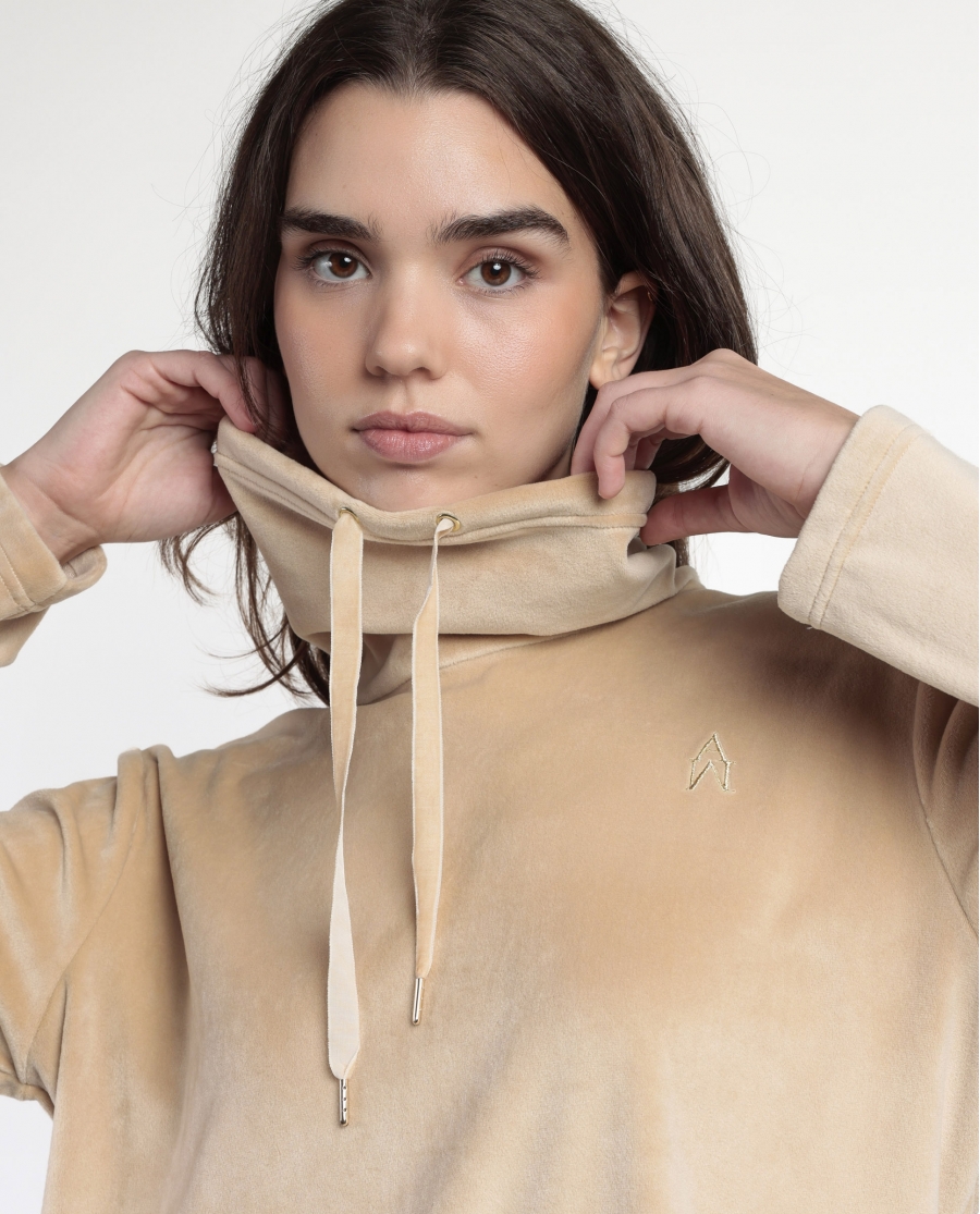 ADMAS LUXURY Pijama Manga Larga Velvet Tracksuit para Mujer CAMEL