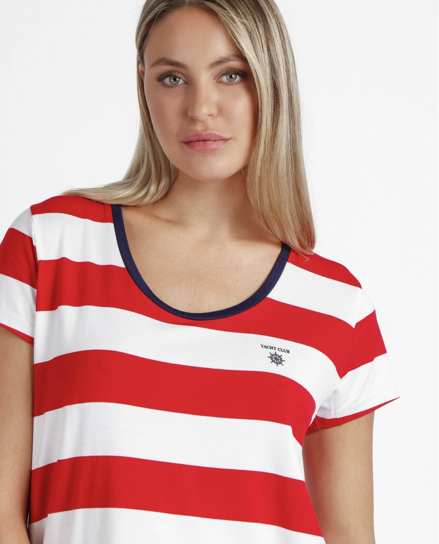 ADMAS Pijama Manga Corta Red Navy para Mujer ROJO