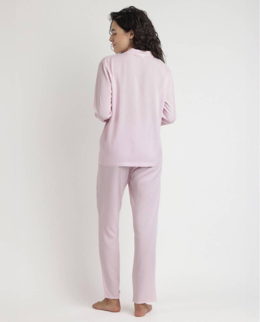 ADMAS CLASSIC Pijama Abierto Manga Larga Classic Spiga para Mujer ROSA