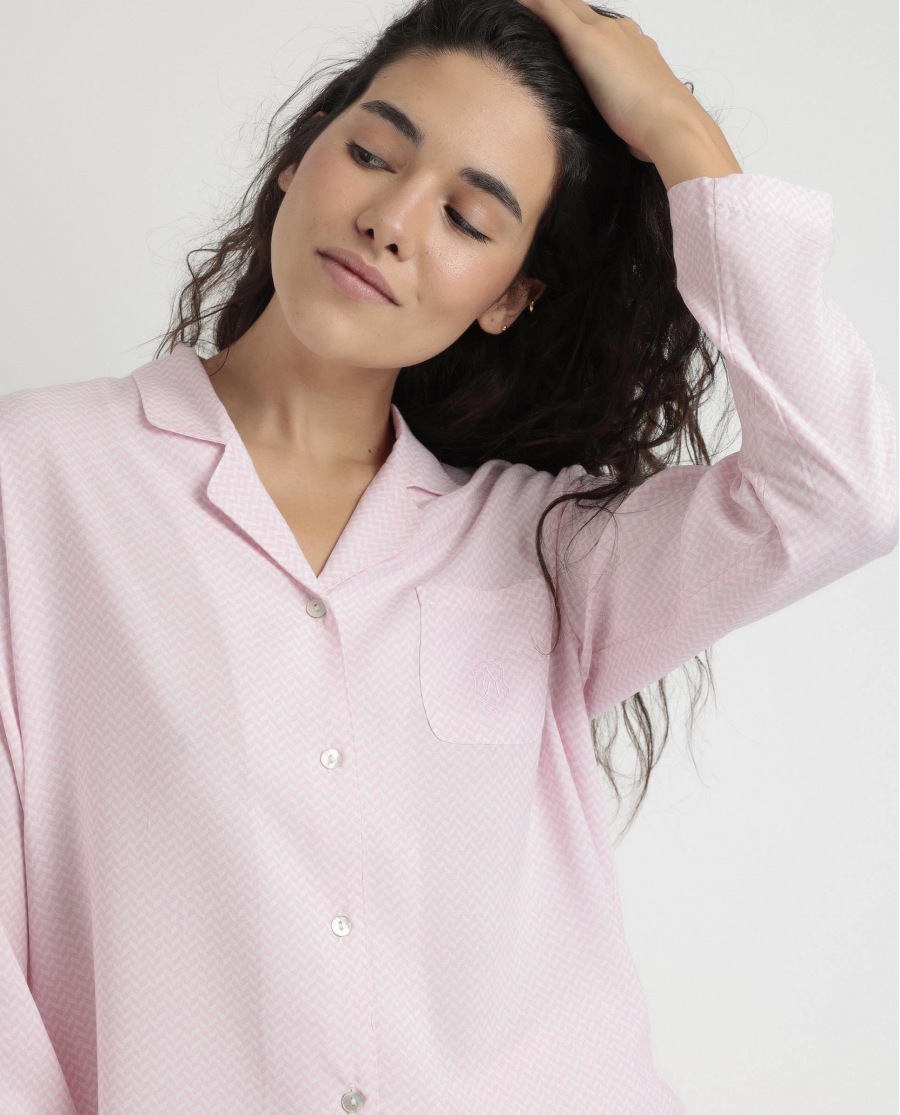 ADMAS CLASSIC Pijama Abierto Manga Larga Classic Spiga para Mujer ROSA
