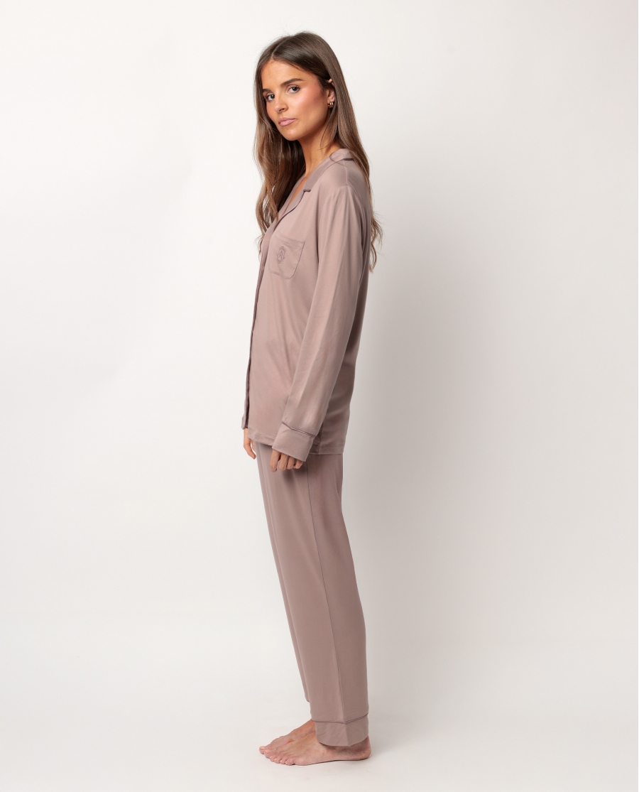 ADMAS CLASSIC Pijama Abierto Manga Larga Soft Sleep para Mujer MOKA