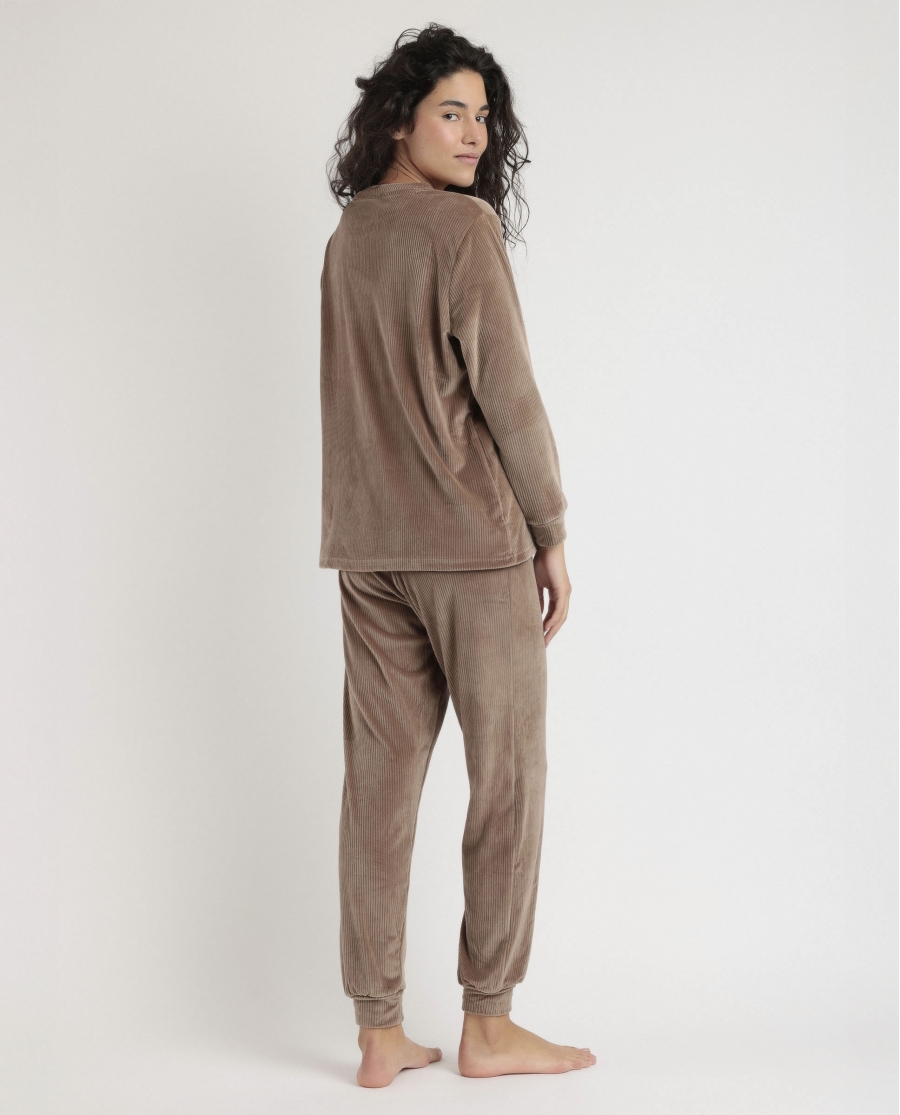 ADMAS CLASSIC Pijama Manga Larga Rayas Relax Home para Mujer CHOCOLATE
