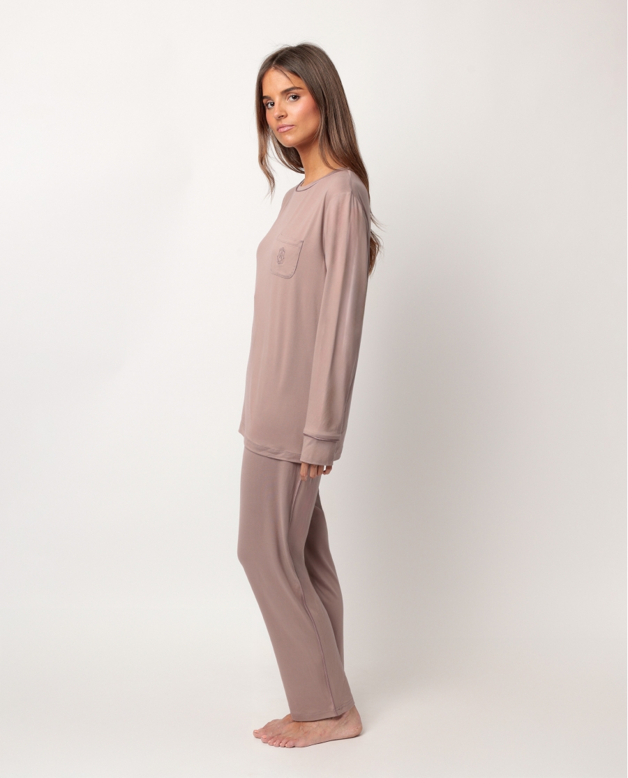 ADMAS CLASSIC Pijama Manga Larga Soft Sleep para Mujer MOKA