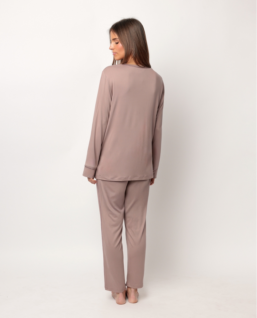 ADMAS CLASSIC Pijama Manga Larga Soft Sleep para Mujer MOKA