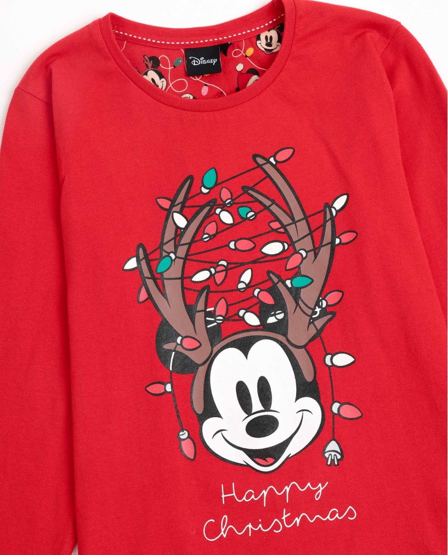 DISNEY Pijama Manga Larga Mickey Xmas para Niña ROJO