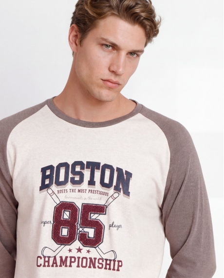 ADMAS Pijama Manga Larga Boston para Hombre BEIGE 2