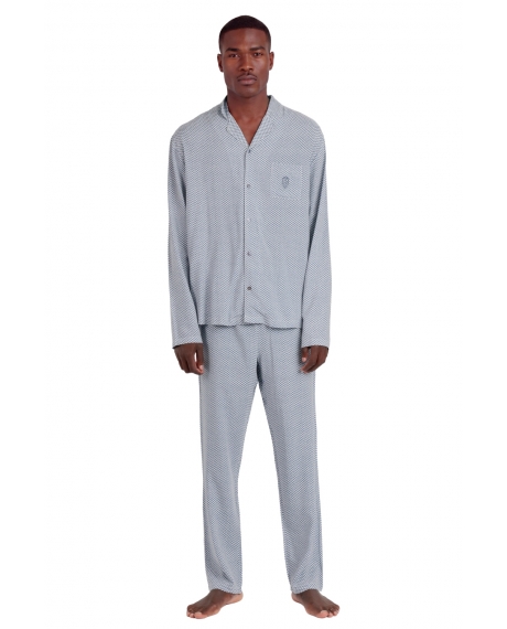 ADMAS CLASSIC Pijama Abierto Manga Larga Classic Spiga para Hombre AZUL