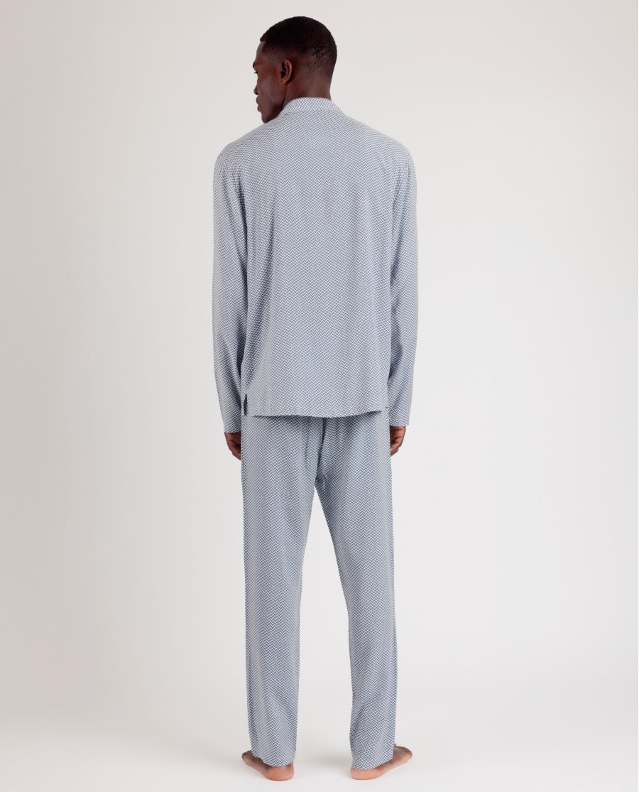ADMAS CLASSIC Pijama Abierto Manga Larga Classic Spiga para Hombre AZUL