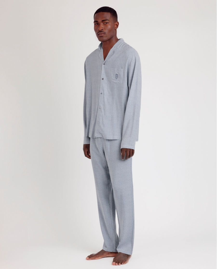 ADMAS CLASSIC Pijama Abierto Manga Larga Classic Spiga para Hombre AZUL