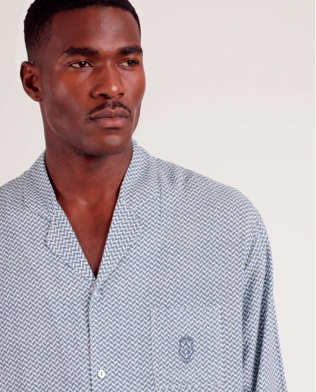 ADMAS CLASSIC Pijama Abierto Manga Larga Classic Spiga para Hombre AZUL 2