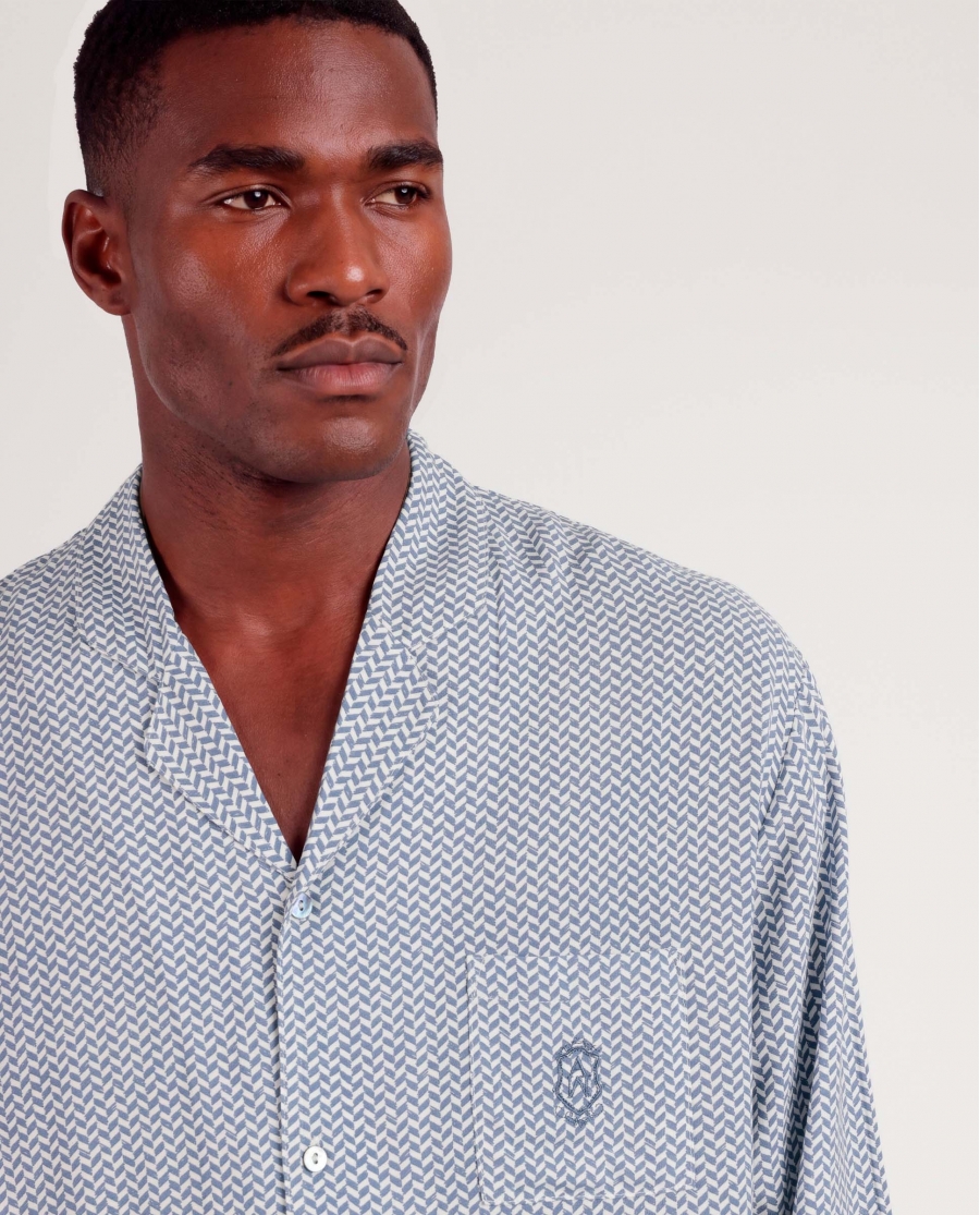 ADMAS CLASSIC Pijama Abierto Manga Larga Classic Spiga para Hombre AZUL