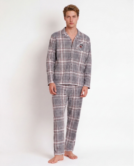 ADMAS Pijama Abierto Manga Larga Boston para Hombre BEIGE
