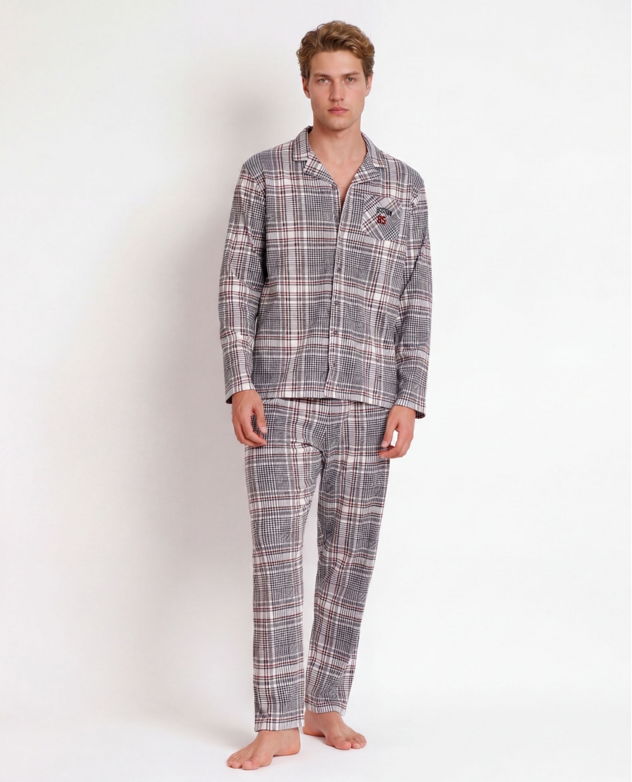 ADMAS Pijama Abierto Manga Larga Boston para Hombre BEIGE