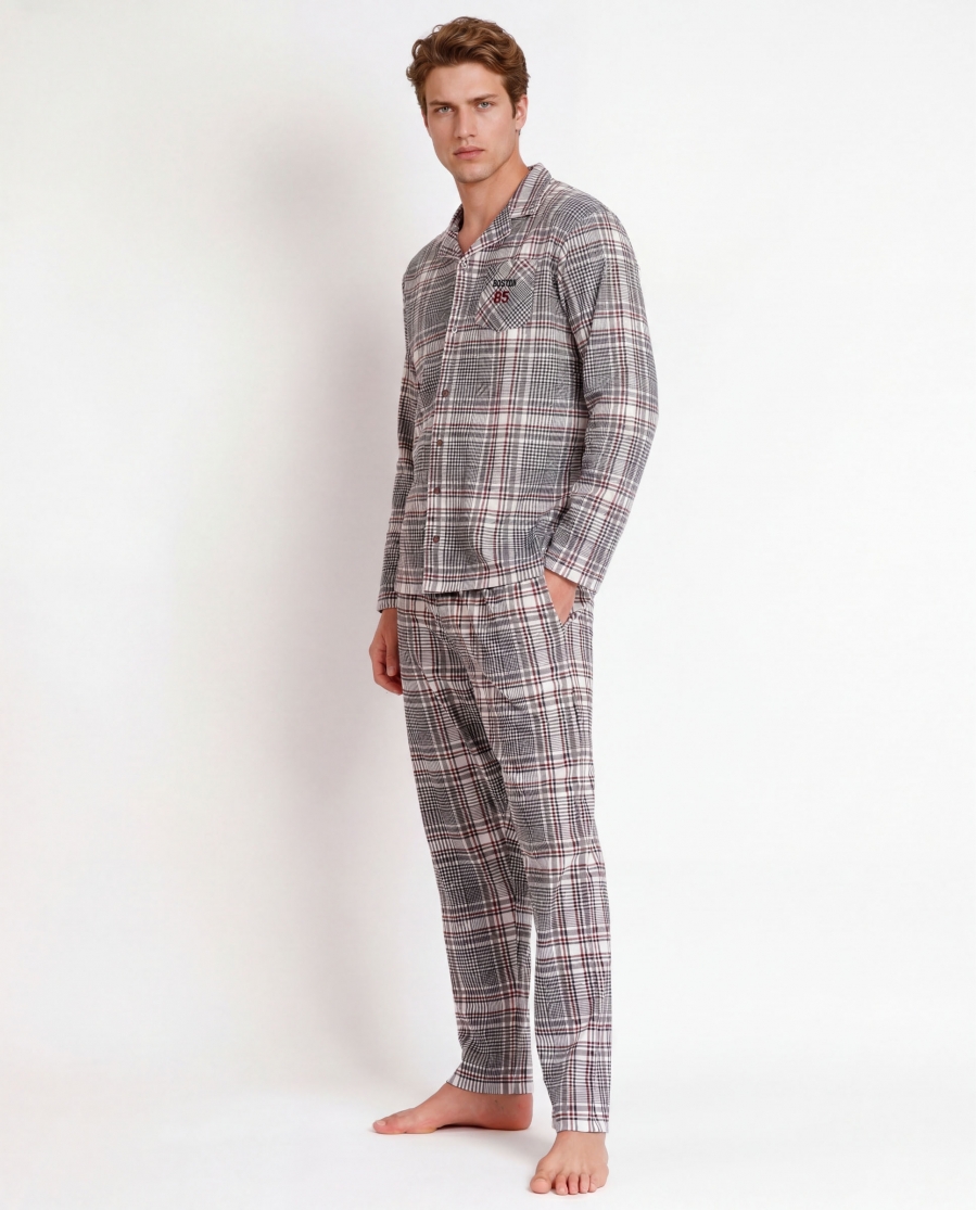 ADMAS Pijama Abierto Manga Larga Boston para Hombre BEIGE