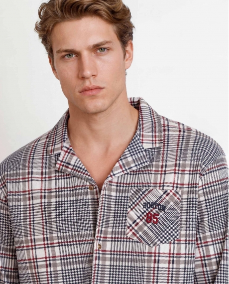 ADMAS Pijama Abierto Manga Larga Boston para Hombre BEIGE 2