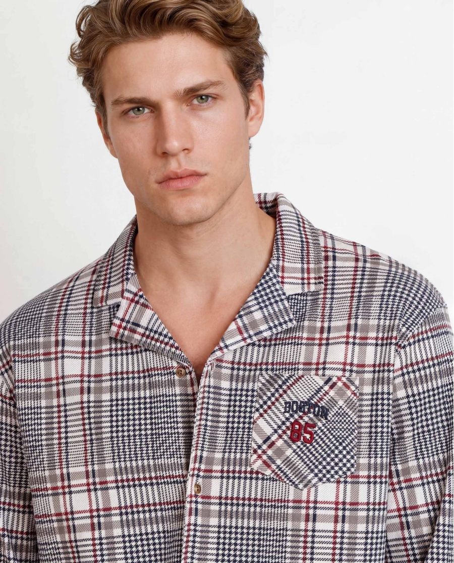 ADMAS Pijama Abierto Manga Larga Boston para Hombre BEIGE