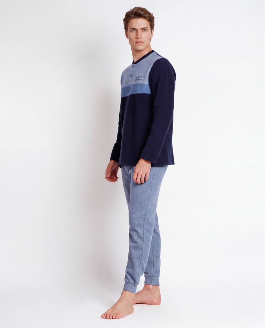 ADMAS MAGNIFIC Pijama Manga Larga Eclipse A para Hombre AZUL