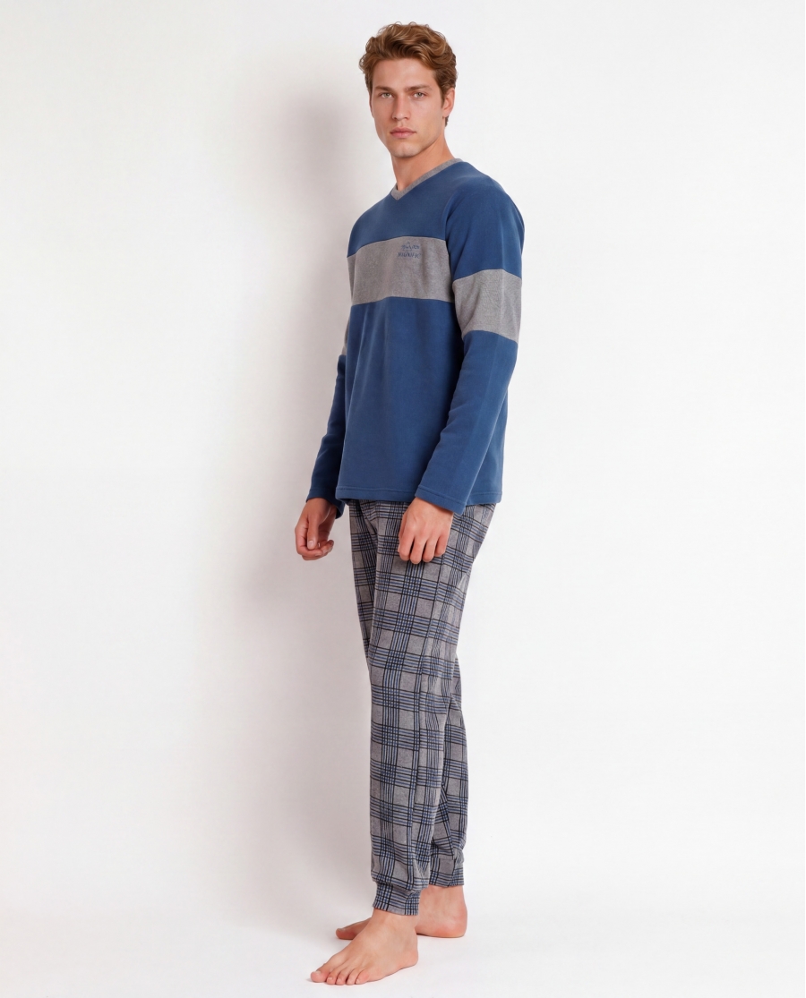 ADMAS MAGNIFIC Pijama Manga Larga Saxony para Hombre AZUL