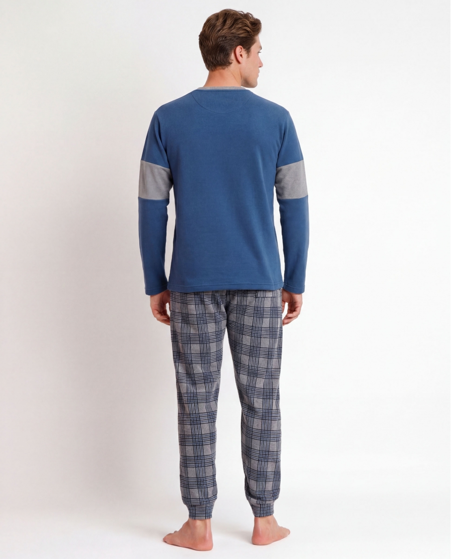 ADMAS MAGNIFIC Pijama Manga Larga Saxony para Hombre AZUL