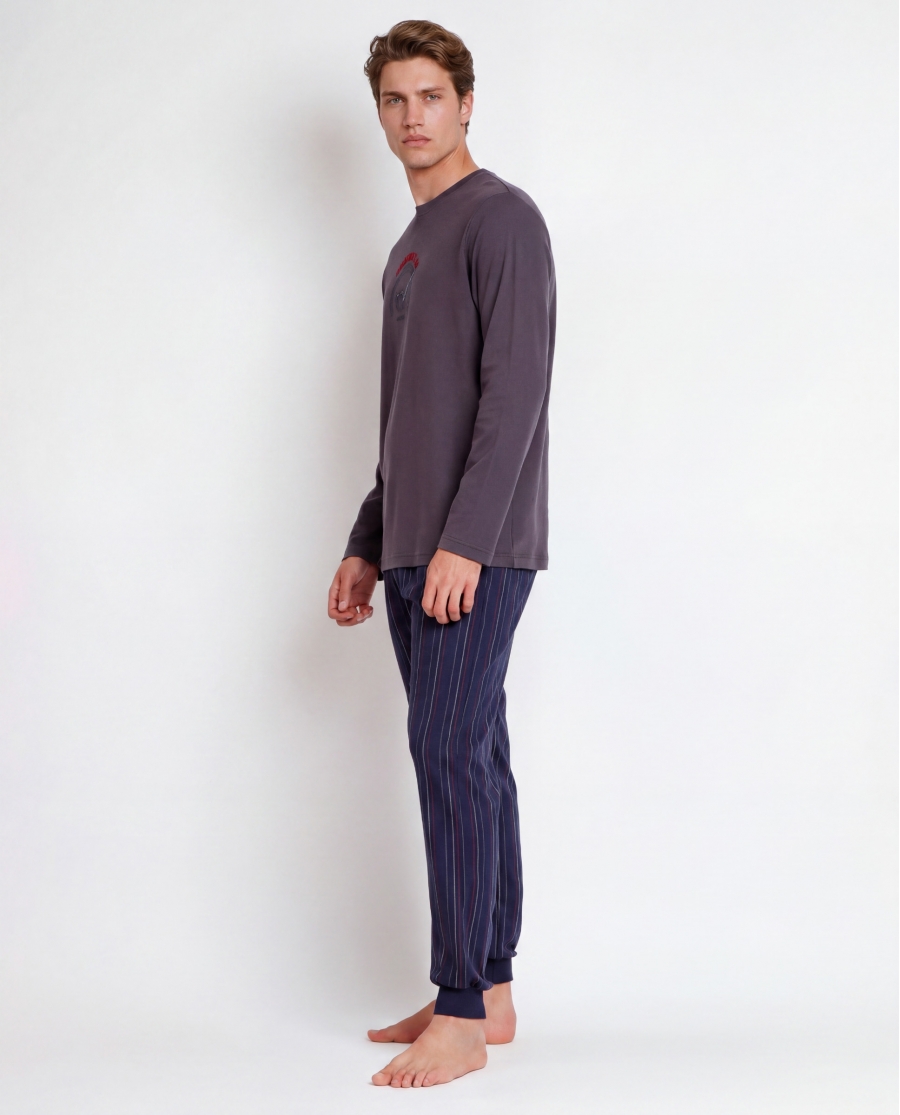 ADMAS Pijama Manga Larga Gentlemen's Club A para Hombre MARENGO