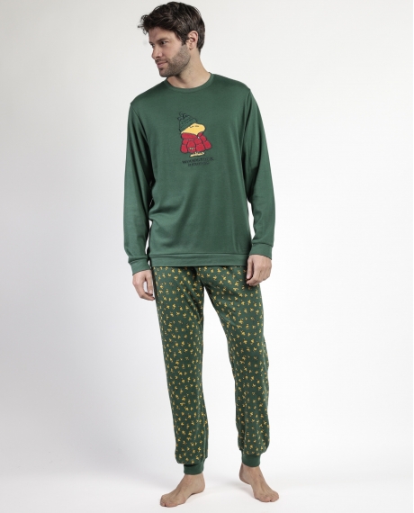 PEANUTS Pijama Manga Larga Classic Peanuts para Hombre VERDE