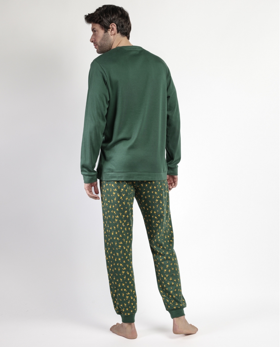 PEANUTS Pijama Manga Larga Classic Peanuts para Hombre VERDE