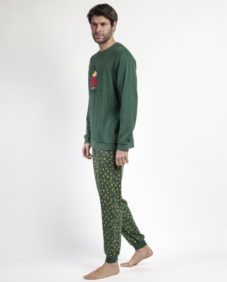 PEANUTS Pijama Manga Larga Classic Peanuts para Hombre VERDE