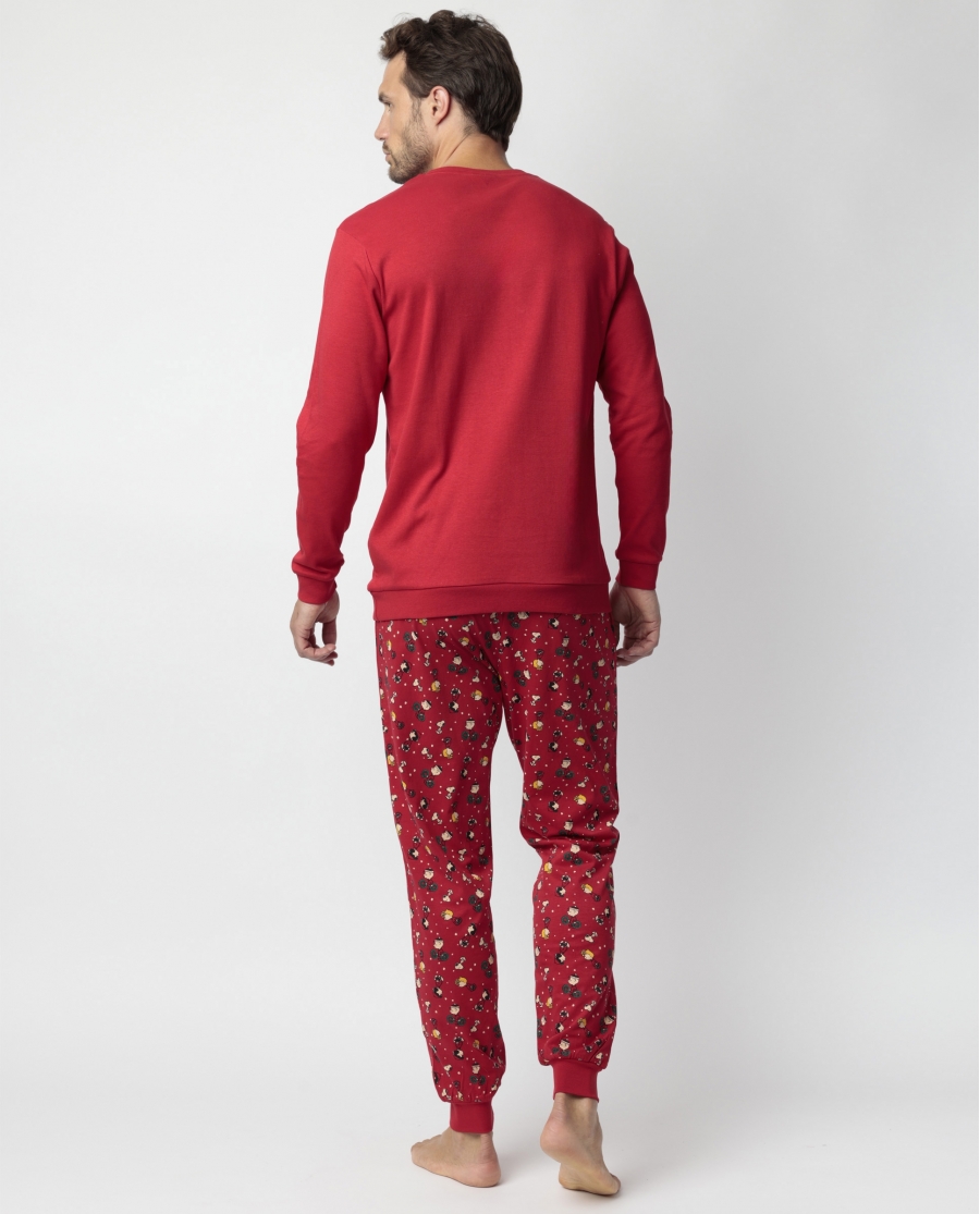PEANUTS Pijama Manga Larga HoHo Mood para Hombre ROJO