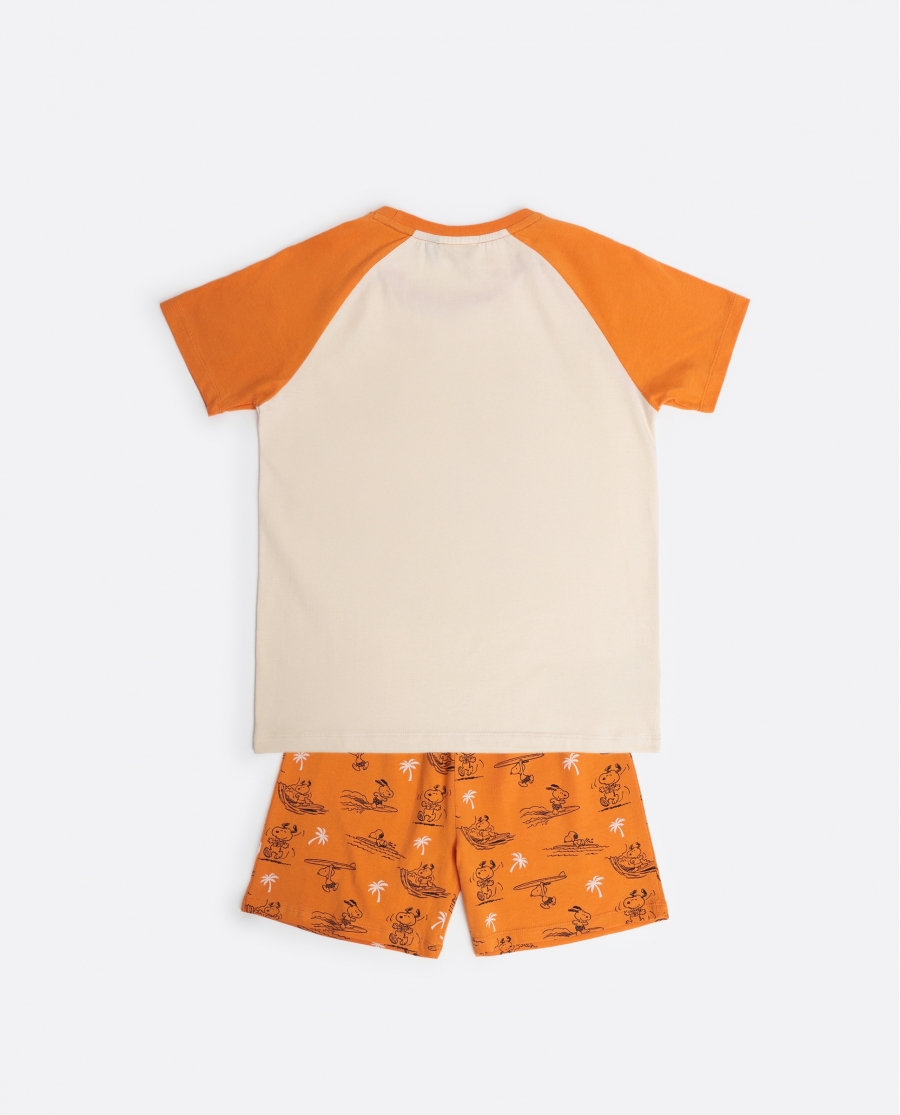PEANUTS Pijama Manga Corta Summer Beagle para Niño NARANJA