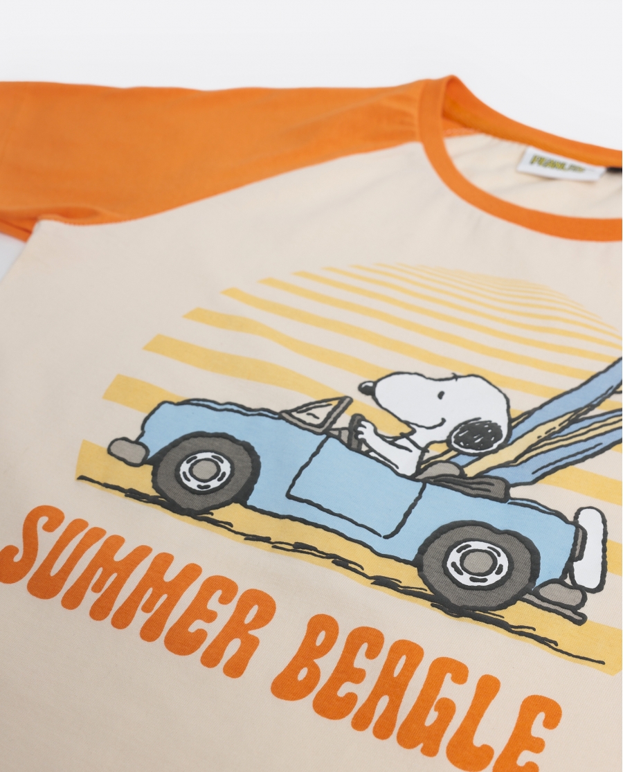 PEANUTS Pijama Manga Corta Summer Beagle para Niño NARANJA