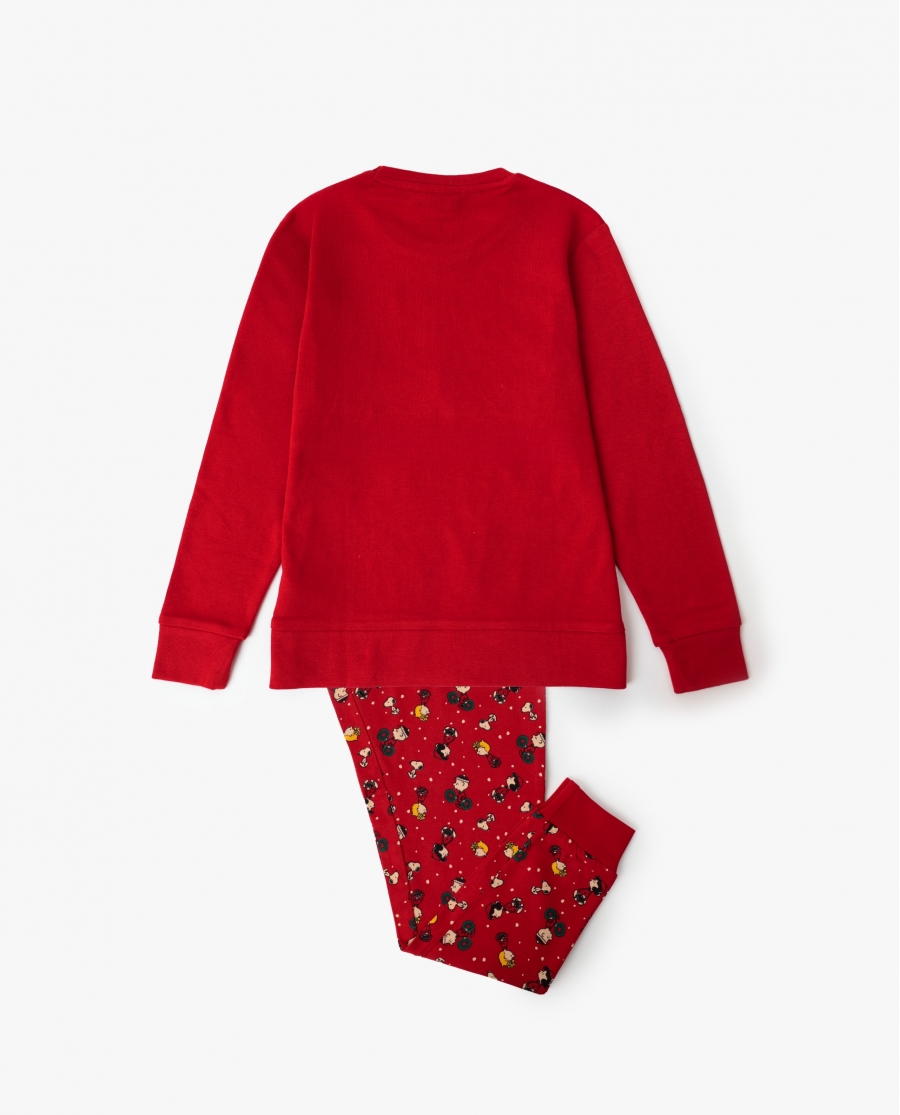 PEANUTS Pijama Manga Larga HoHo Mood para Niño ROJO