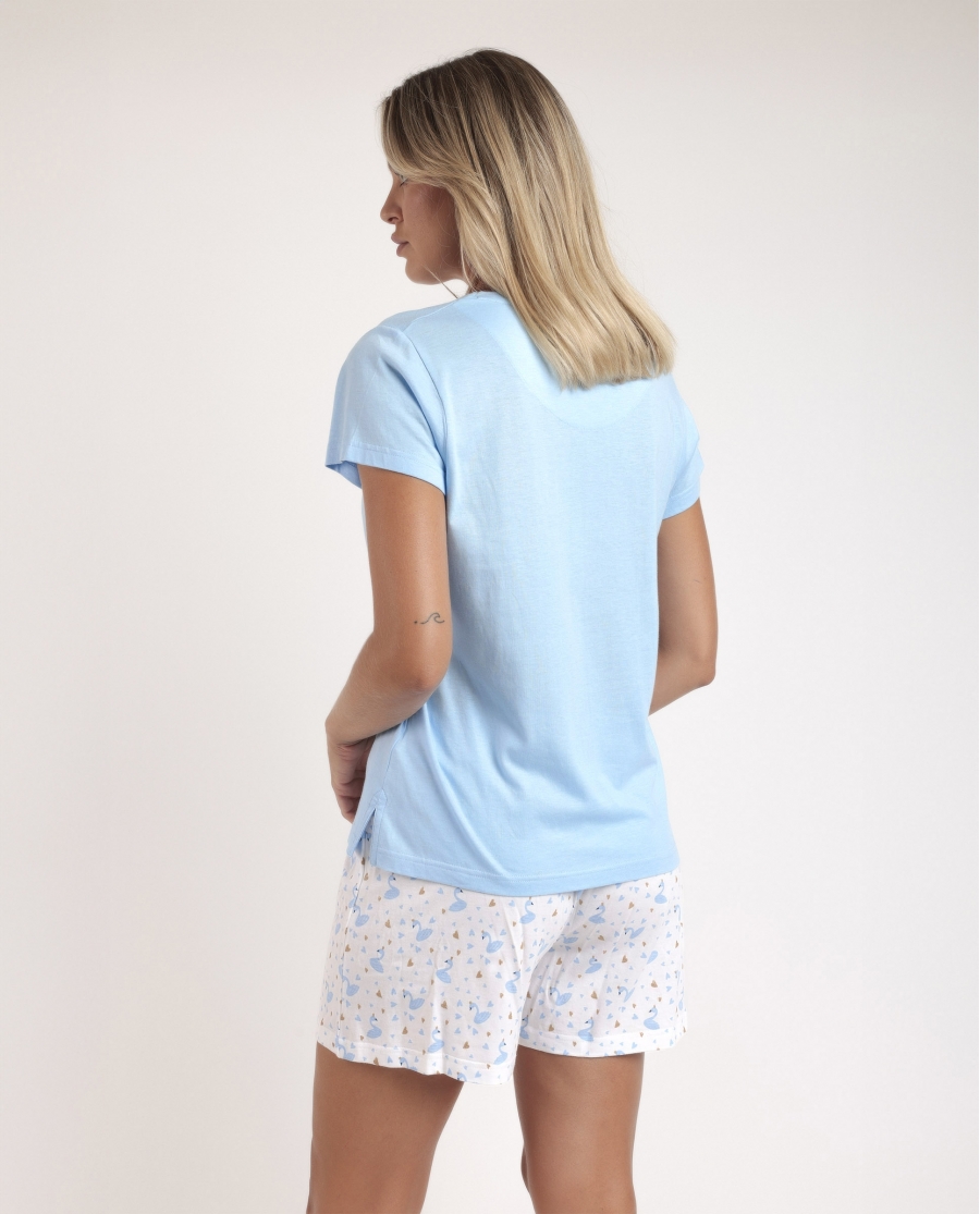 ADMAS Pijama Manga Corta Dancing With Swans para Mujer AZUL