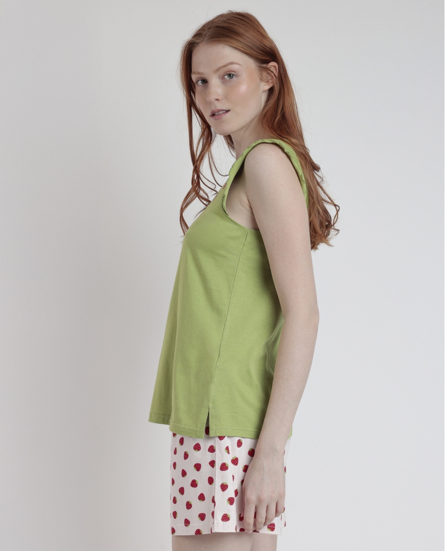 ADMAS Pijama Sin Mangas Strawberry Field para Mujer VERDE
