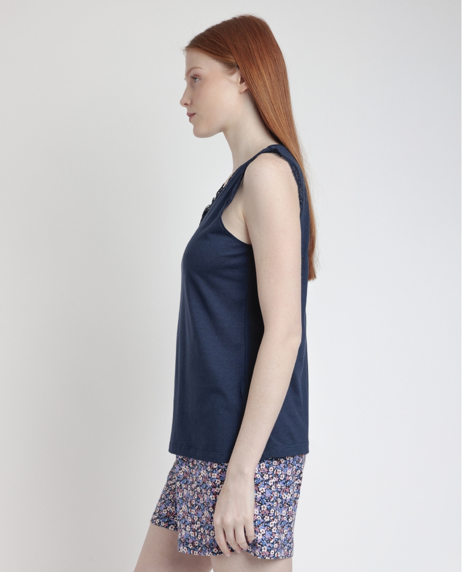 ADMAS Pijama Sin Mangas Blue And Pink Liberty para Mujer MARINO