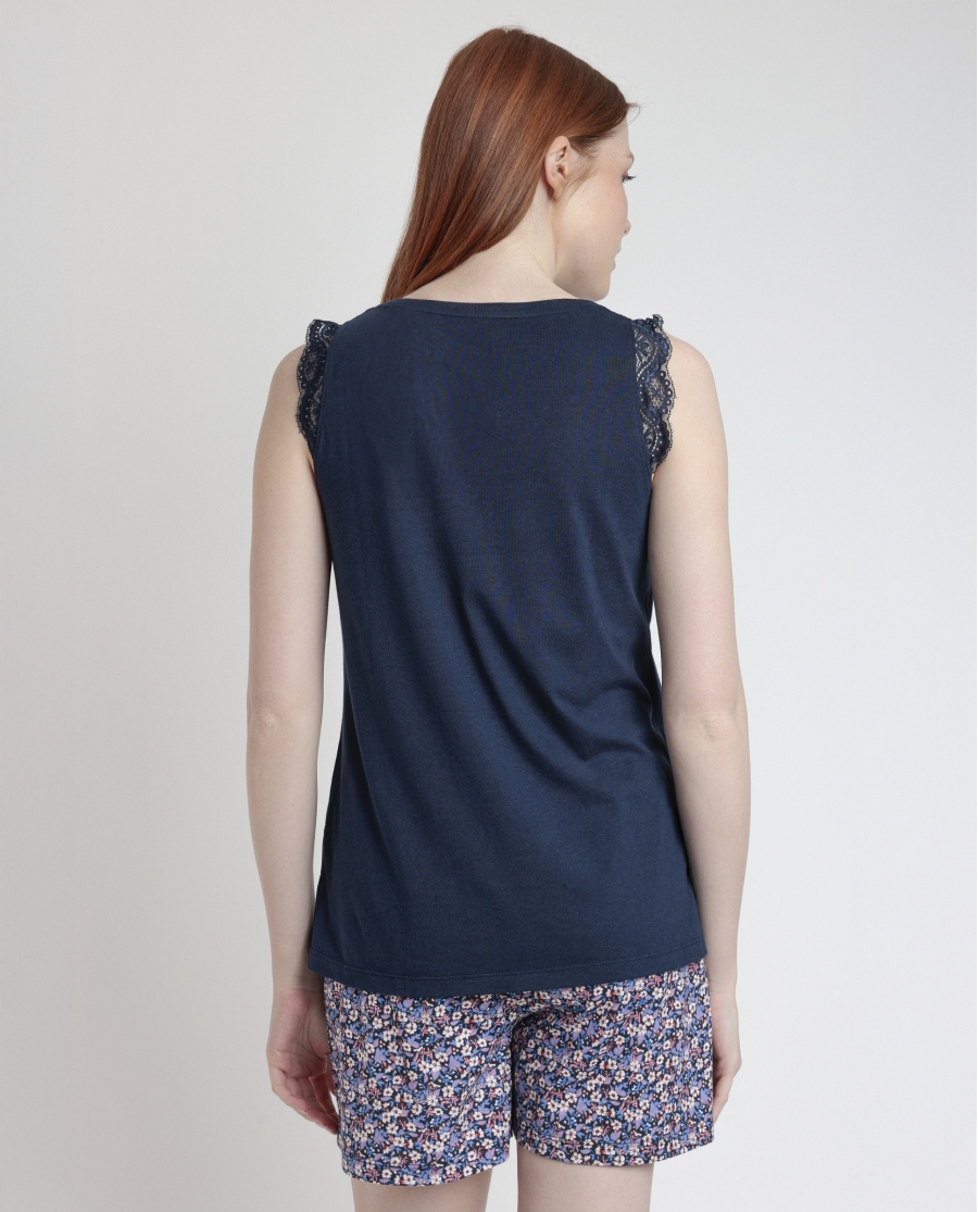 ADMAS Pijama Sin Mangas Blue And Pink Liberty para Mujer MARINO