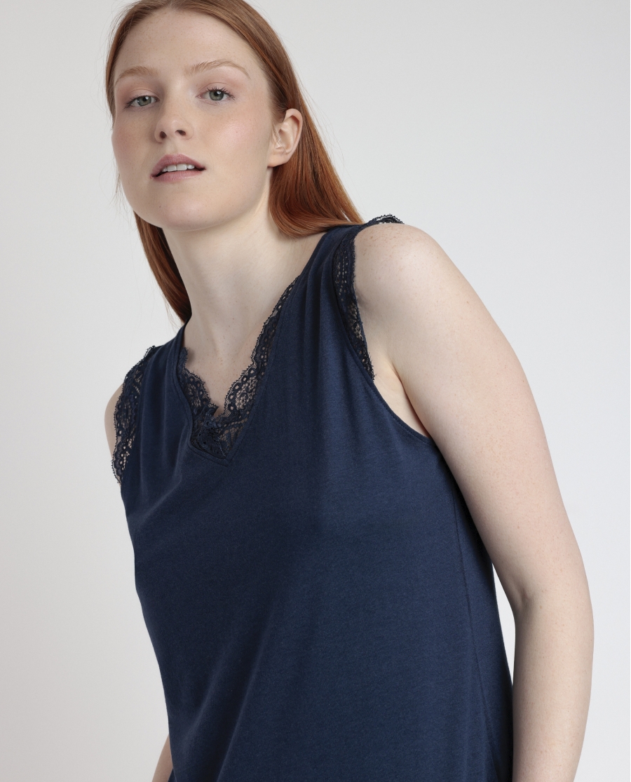 ADMAS Pijama Sin Mangas Blue And Pink Liberty para Mujer MARINO